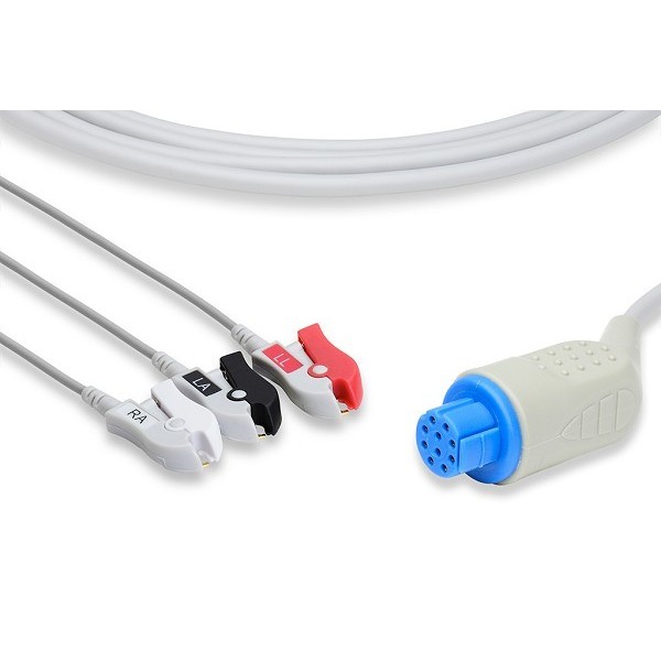 Cables & Sensors Datex Ohmeda Direct-Connect ECG Cable - 3 Leads Pinch/Grabber C2395P0